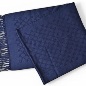 Gucci Men's Winter Scarf, 100% Wool with GG Pattern, Navy, 508027